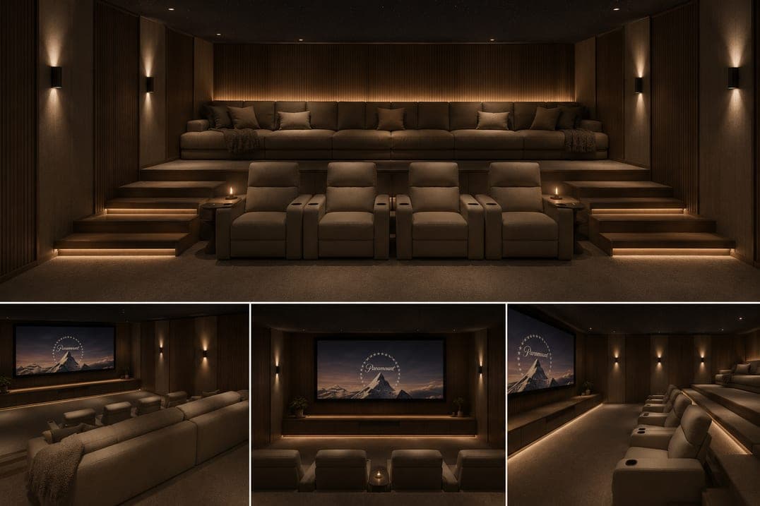 Private cinema with tiered seating