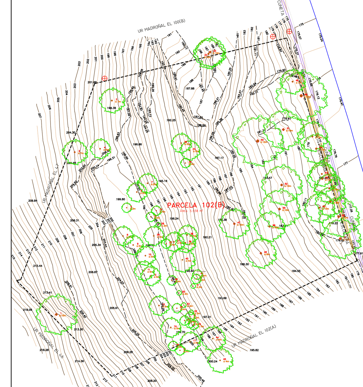 Topographic survey of plot 102(B)